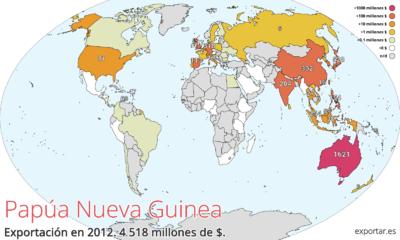 Mapa de exportaciones de Papúa Nueva Guinea.